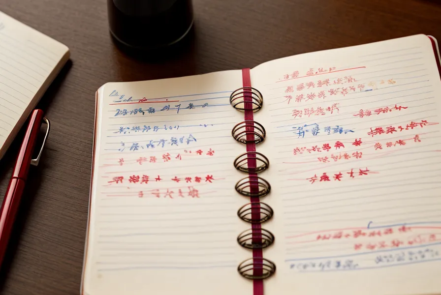 Apuntes manuscritos comparando caracteres de hiragana bajo la luz del monitor.