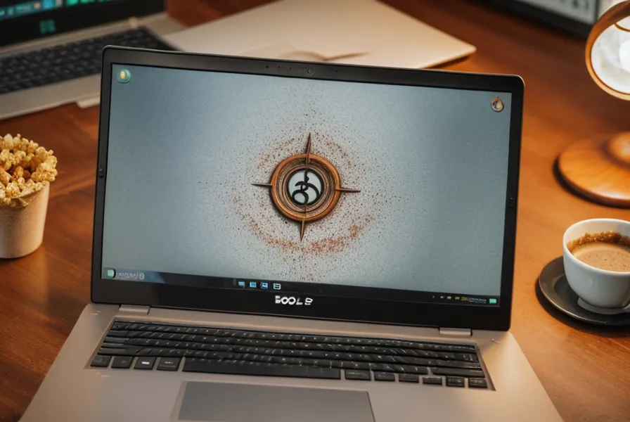 Pantalla de portátil mostrando lección de partículas japonesas y cuaderno con notas sobre estructura SOV.