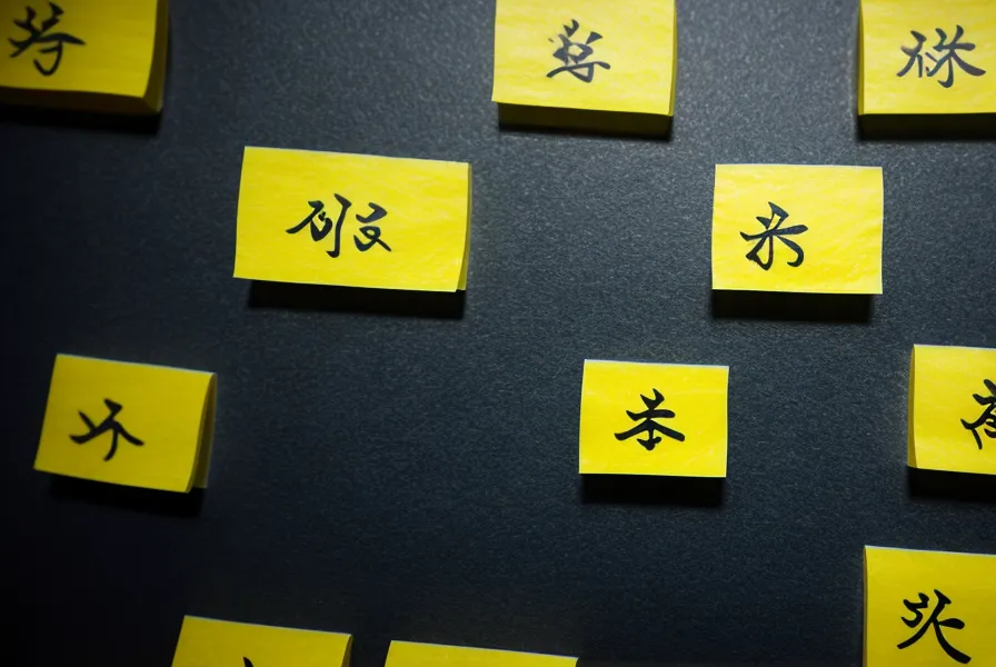 Post-it con kanji japonés pegado en un rack de servidores de un centro logístico.